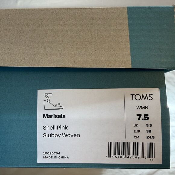 NWT In Box Marisela Toms Wedge Slubby Woven Sandal Size 7.5 Shell Pink - Picture 5 of 9